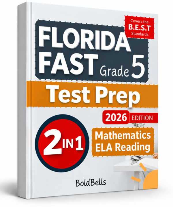 Florida FAST Grade 5 Mathematics and ELA Reading 2 in 1 Test Prep